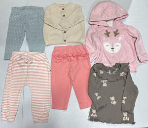 Baby Girl Clothes 3-6 Months Sweater Hooded, Bottoms Floral, Stripes Casual Pink